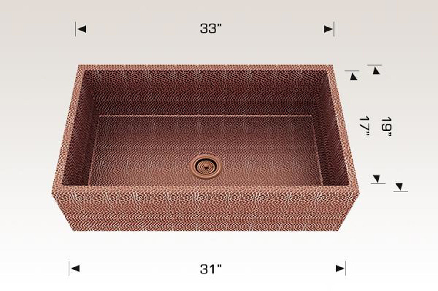 American Imaginations AI-29191 33" Copper Rectangle Copper Transitional Kitchen Sink
