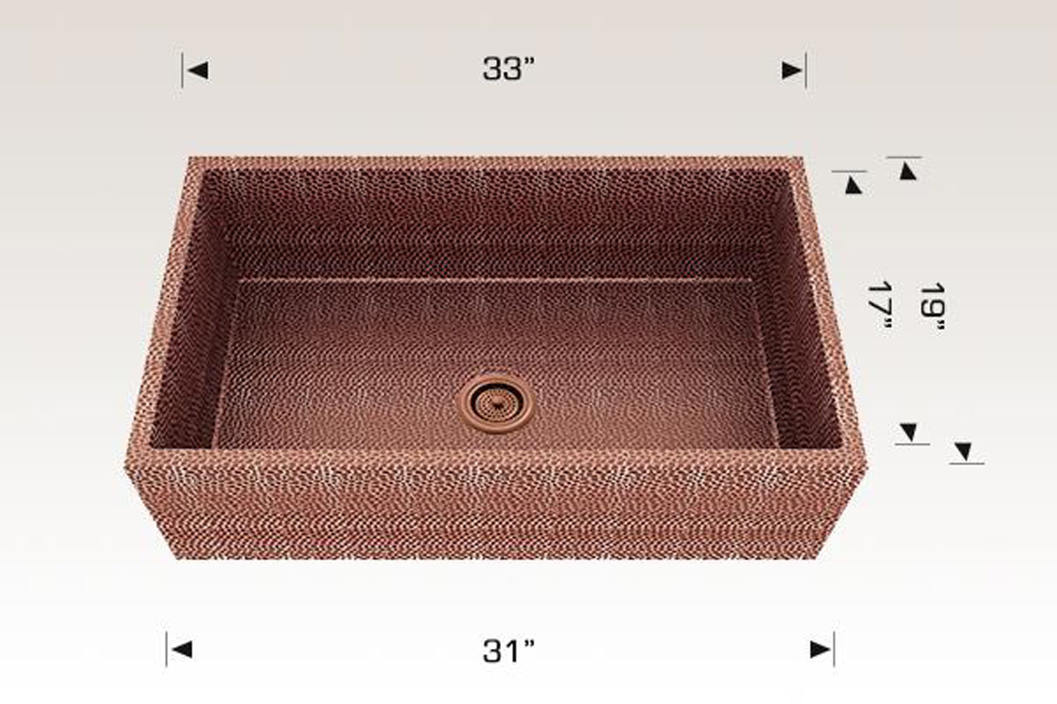 American Imaginations AI-29191 33" Copper Rectangle Copper Transitional Kitchen Sink