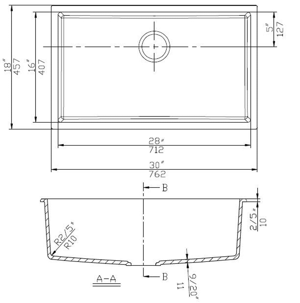 American Imaginations AI-29198 30" Black Granite Composite Rectangle Granite Composite Transitional Kitchen Sink