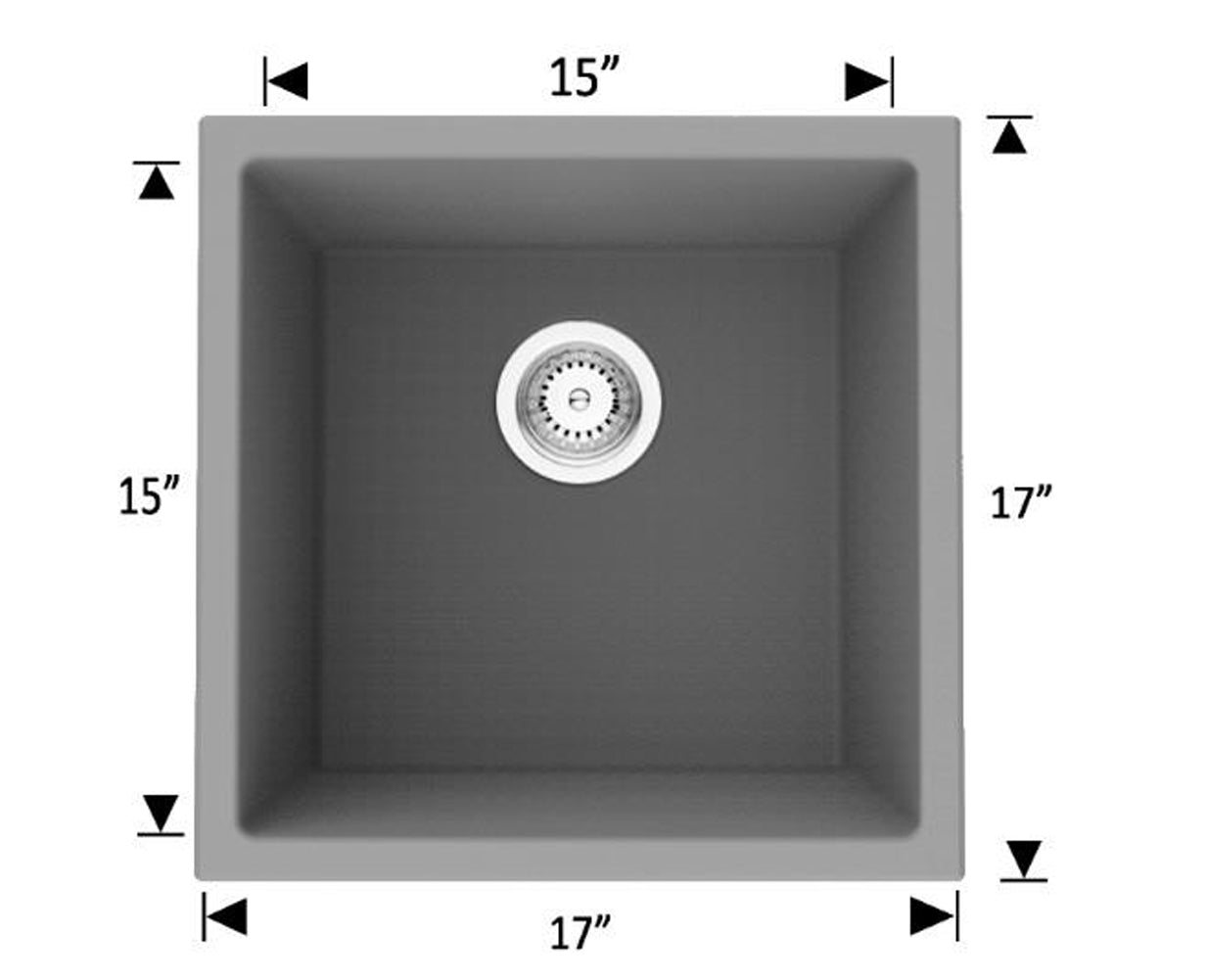American Imaginations AI-29200 17" Black Granite Composite Square Granite Composite Transitional Kitchen Sink