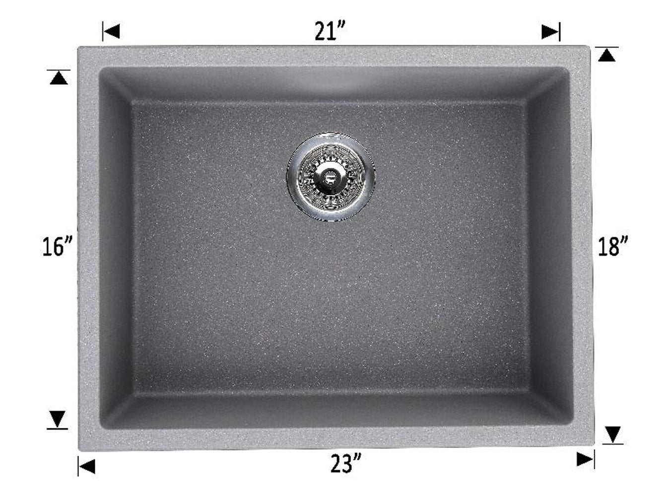 American Imaginations AI-29201 23" Black Granite Composite Rectangle Granite Composite Transitional Kitchen Sink