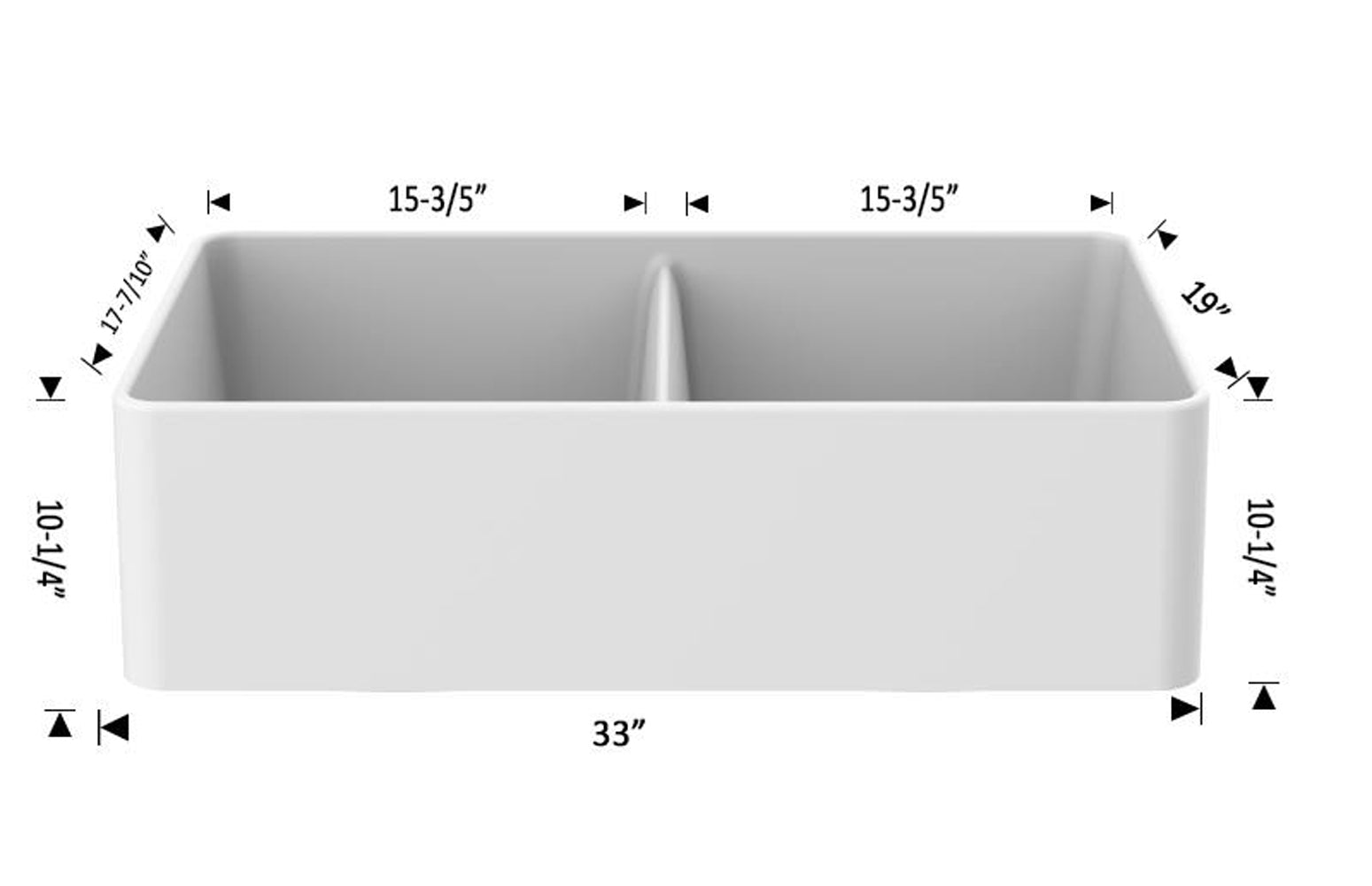 American Imaginations AI-29202 33" White Granite Composite Rectangle Granite Composite Transitional Kitchen Sink