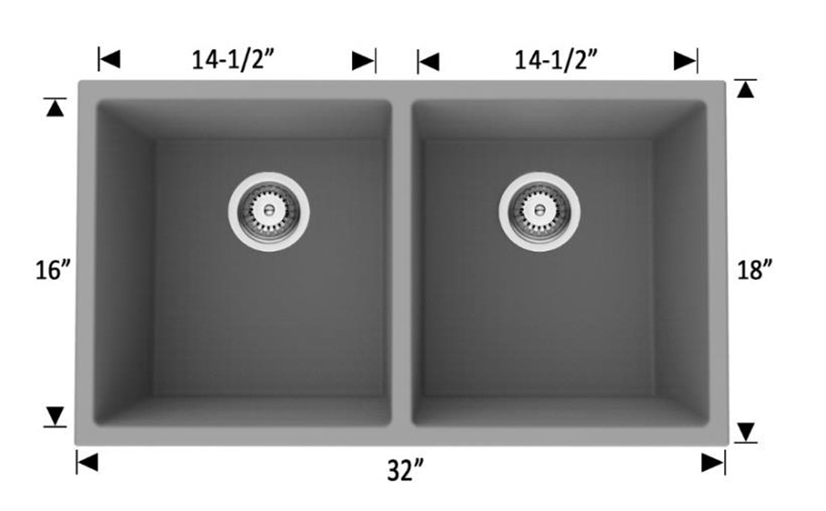 American Imaginations AI-29203 32" Black Granite Composite Rectangle Granite Composite Transitional Kitchen Sink
