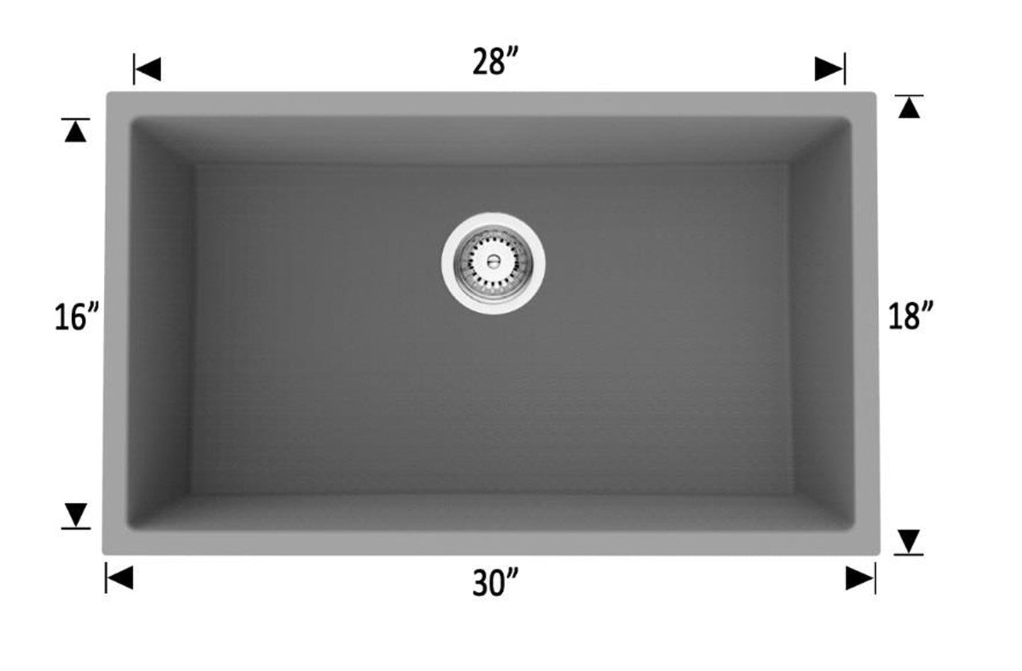 American Imaginations AI-29204 30" Black Granite Composite Rectangle Granite Composite Transitional Kitchen Sink