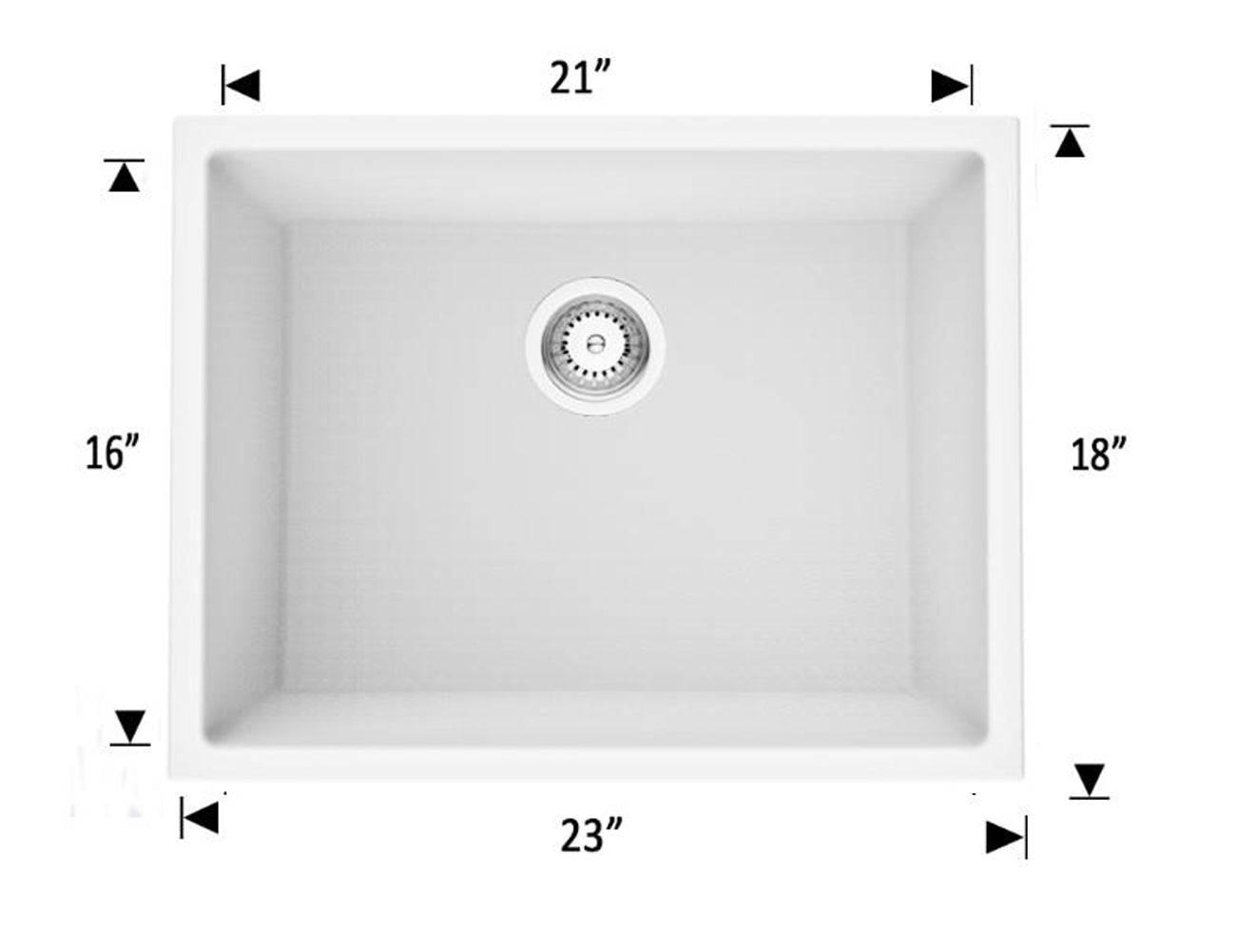 American Imaginations AI-29206 23" White Granite Composite Rectangle Granite Composite Transitional Kitchen Sink