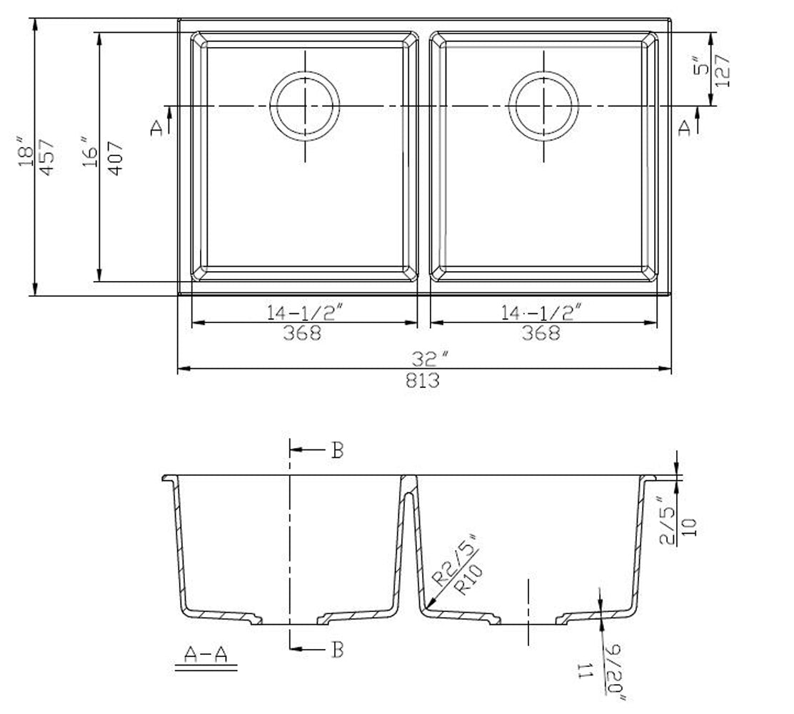 American Imaginations AI-29210 32" White Granite Composite Rectangle Granite Composite Transitional Kitchen Sink