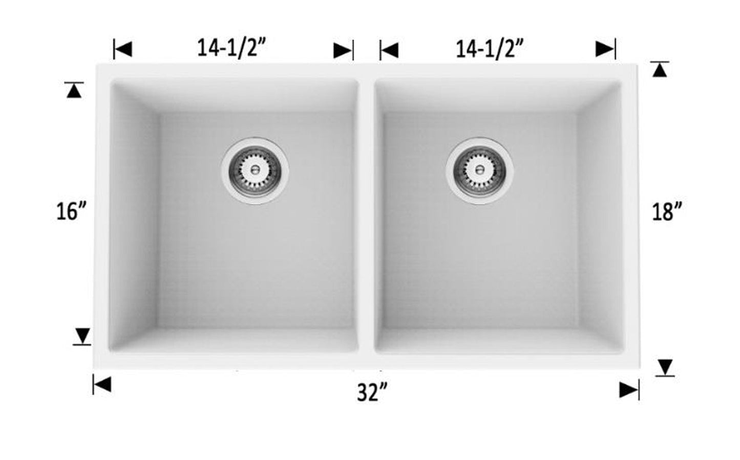 American Imaginations AI-29210 32" White Granite Composite Rectangle Granite Composite Transitional Kitchen Sink