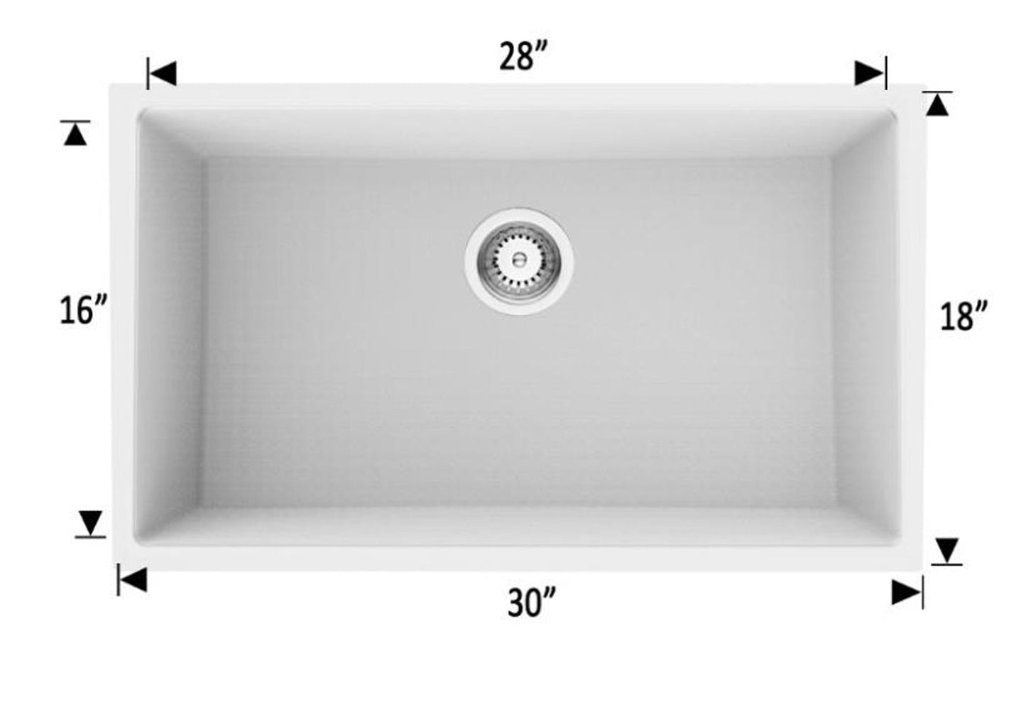 American Imaginations AI-29211 30" White Granite Composite Rectangle Granite Composite Transitional Kitchen Sink