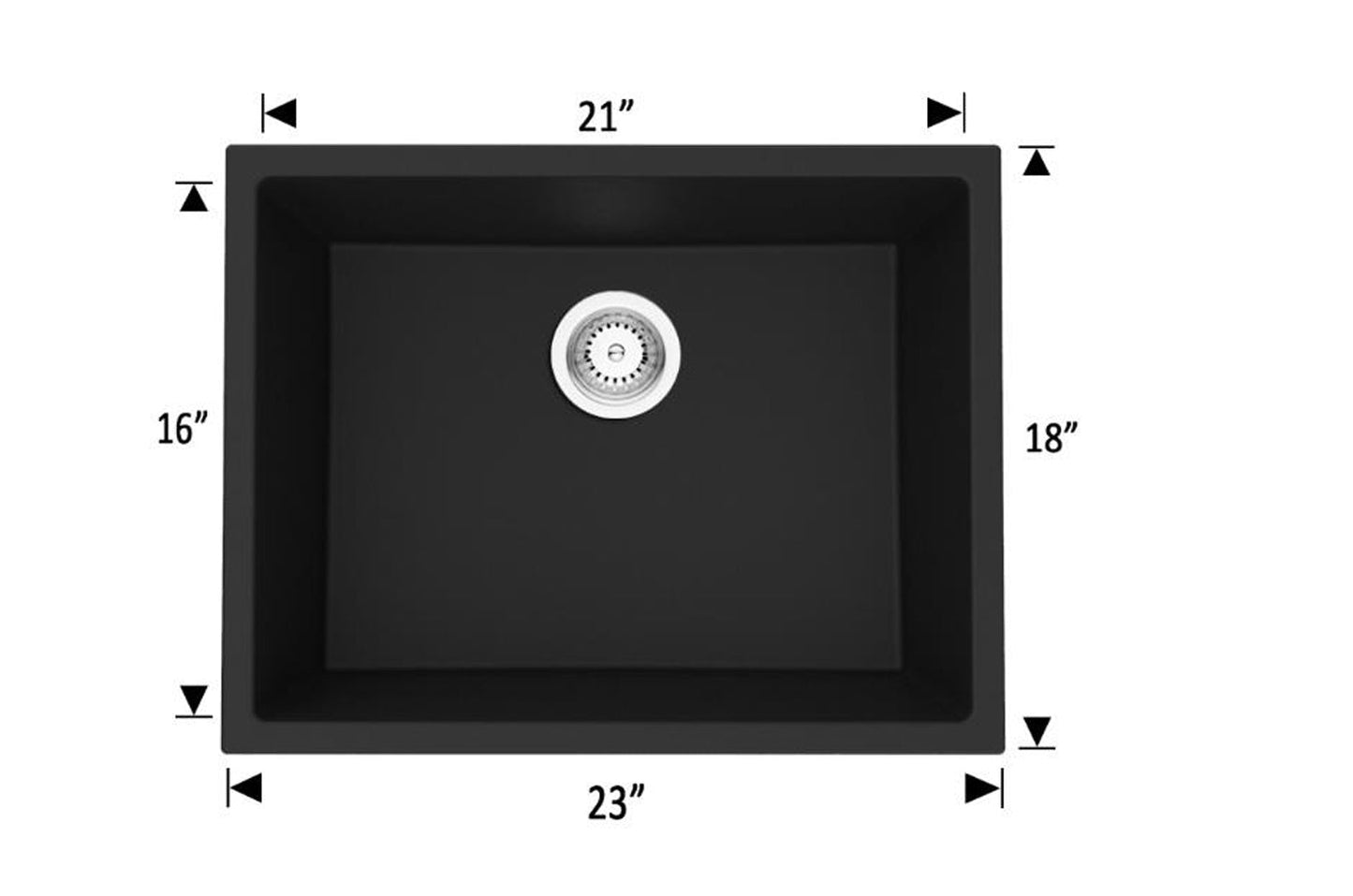 American Imaginations AI-29263 23" Black Granite Composite Rectangle Granite Composite Transitional Kitchen Sink