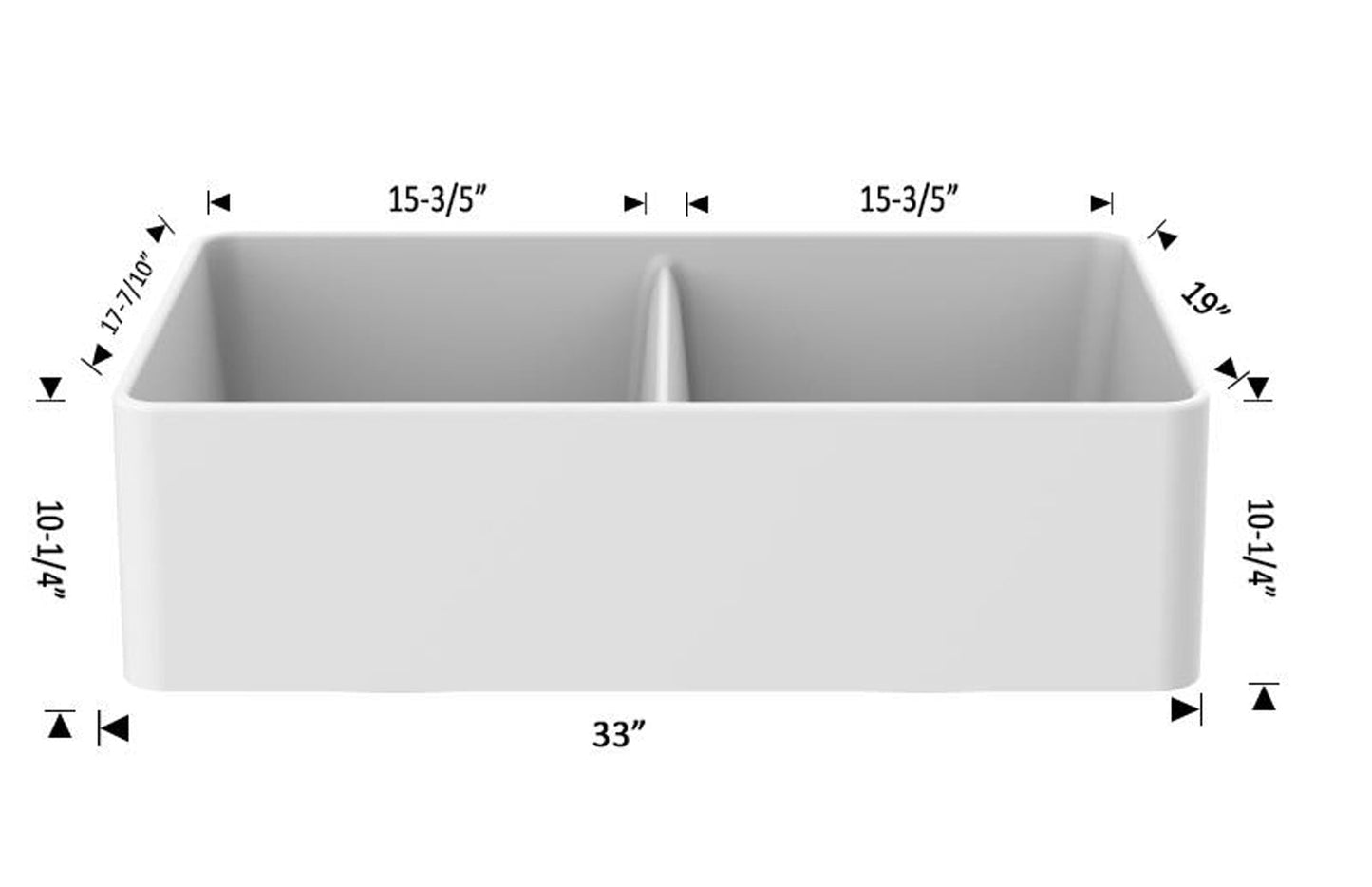American Imaginations AI-29275 33" White Granite Composite Rectangle Granite Composite Transitional Kitchen Sink