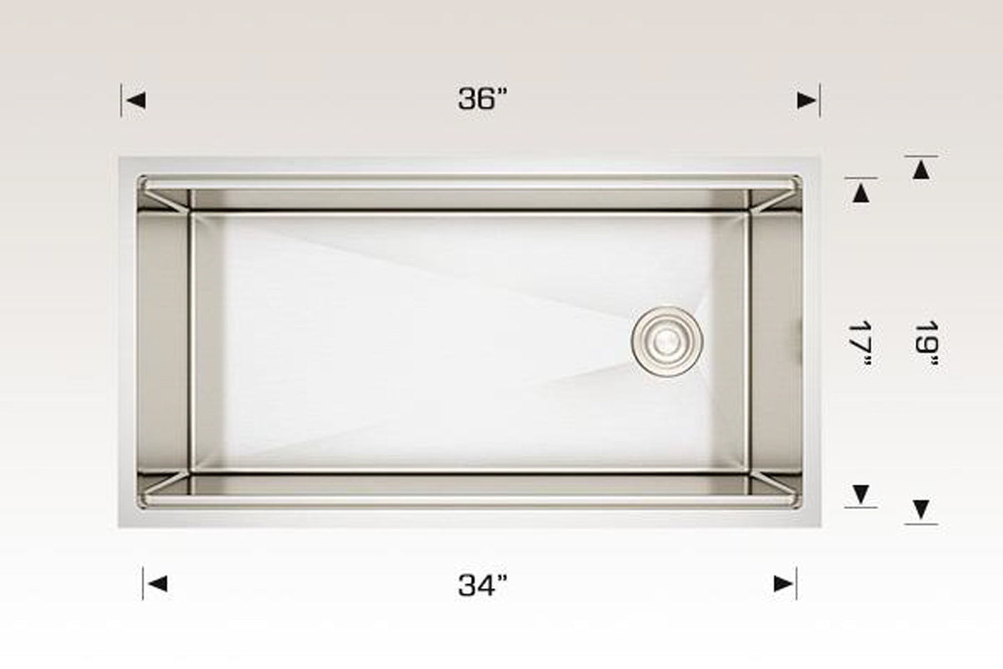 American Imaginations AI-29287 36" Stainless Steel Rectangle Stainless Steel Transitional Kitchen Sink