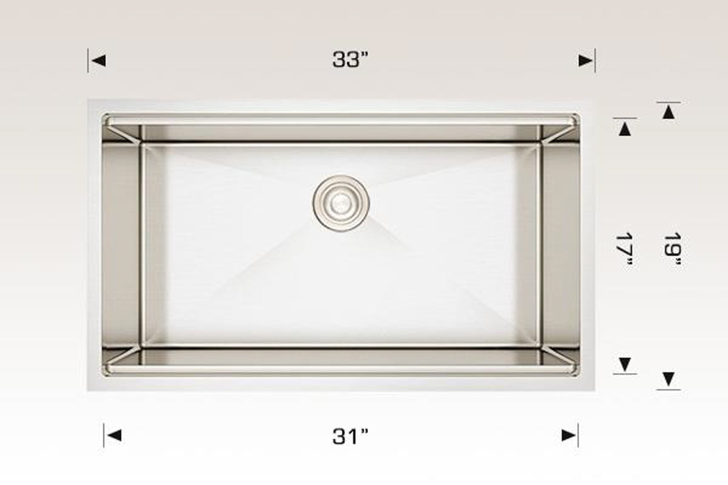 American Imaginations AI-29289 33" Stainless Steel Rectangle Stainless Steel Transitional Kitchen Sink