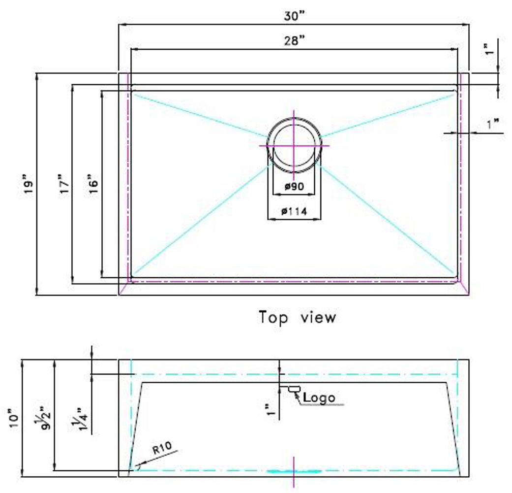 American Imaginations AI-29290 30" Stainless Steel Rectangle Stainless Steel Transitional Kitchen Sink
