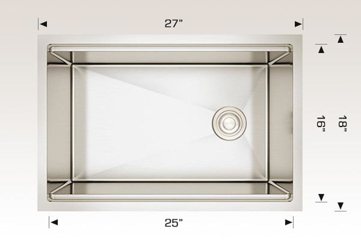 American Imaginations AI-29294 27" Stainless Steel Rectangle Stainless Steel Transitional Kitchen Sink