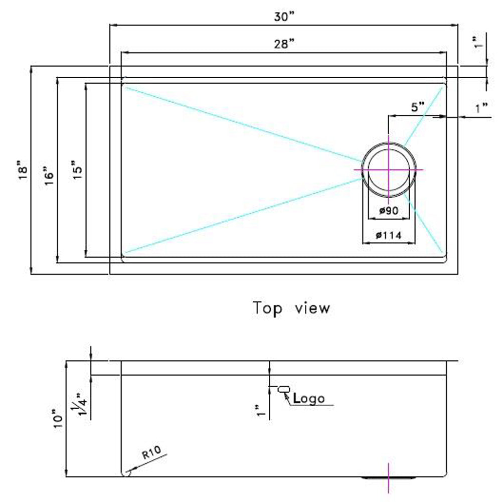 American Imaginations AI-29295 30" Stainless Steel Rectangle Stainless Steel Transitional Kitchen Sink