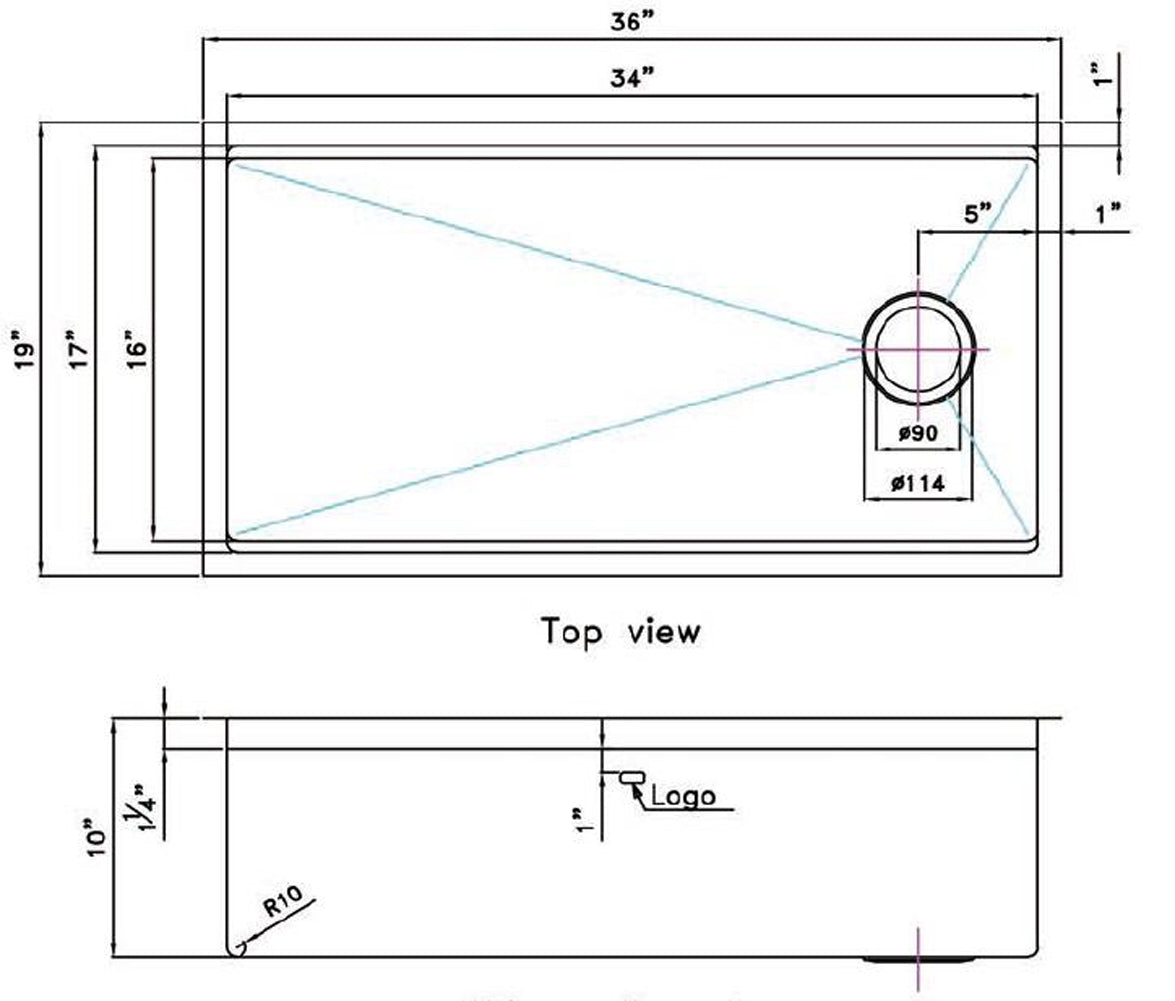 American Imaginations AI-29297 36" Stainless Steel Rectangle Stainless Steel Transitional Kitchen Sink