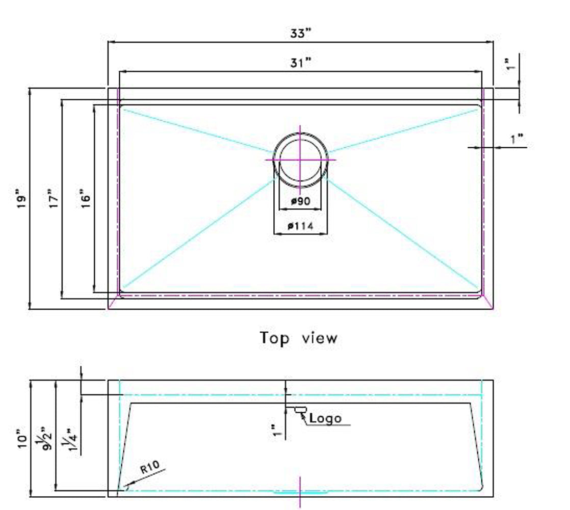 American Imaginations AI-29299 33" Stainless Steel Rectangle Stainless Steel Transitional Kitchen Sink