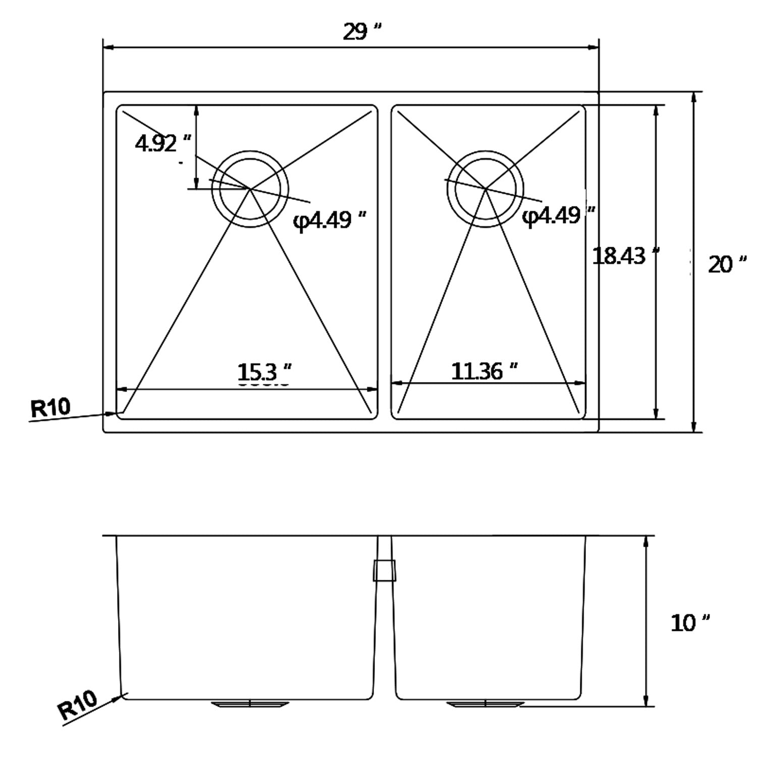American Imaginations AI-29361 29" Stainless Steel Rectangle Stainless Steel Modern Kitchen Sink