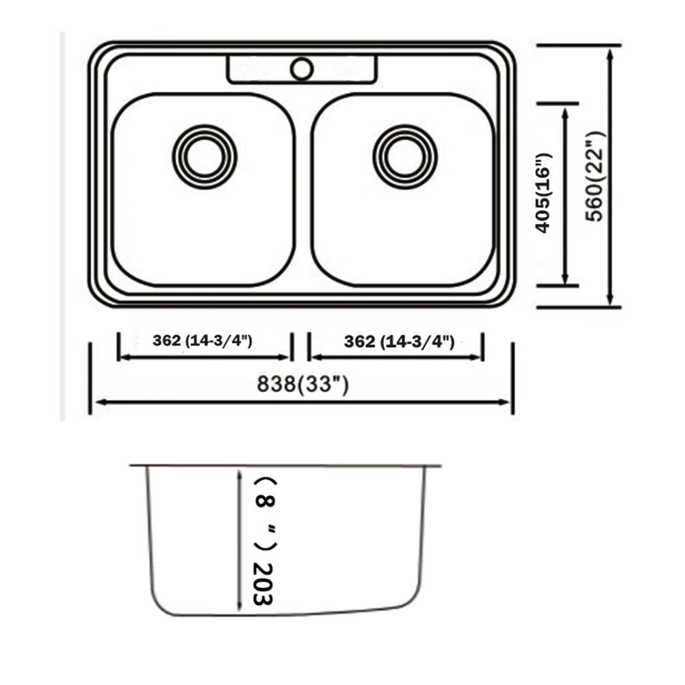 American Imaginations AI-29362 33" Stainless Steel Rectangle Stainless Steel Modern Kitchen Sink