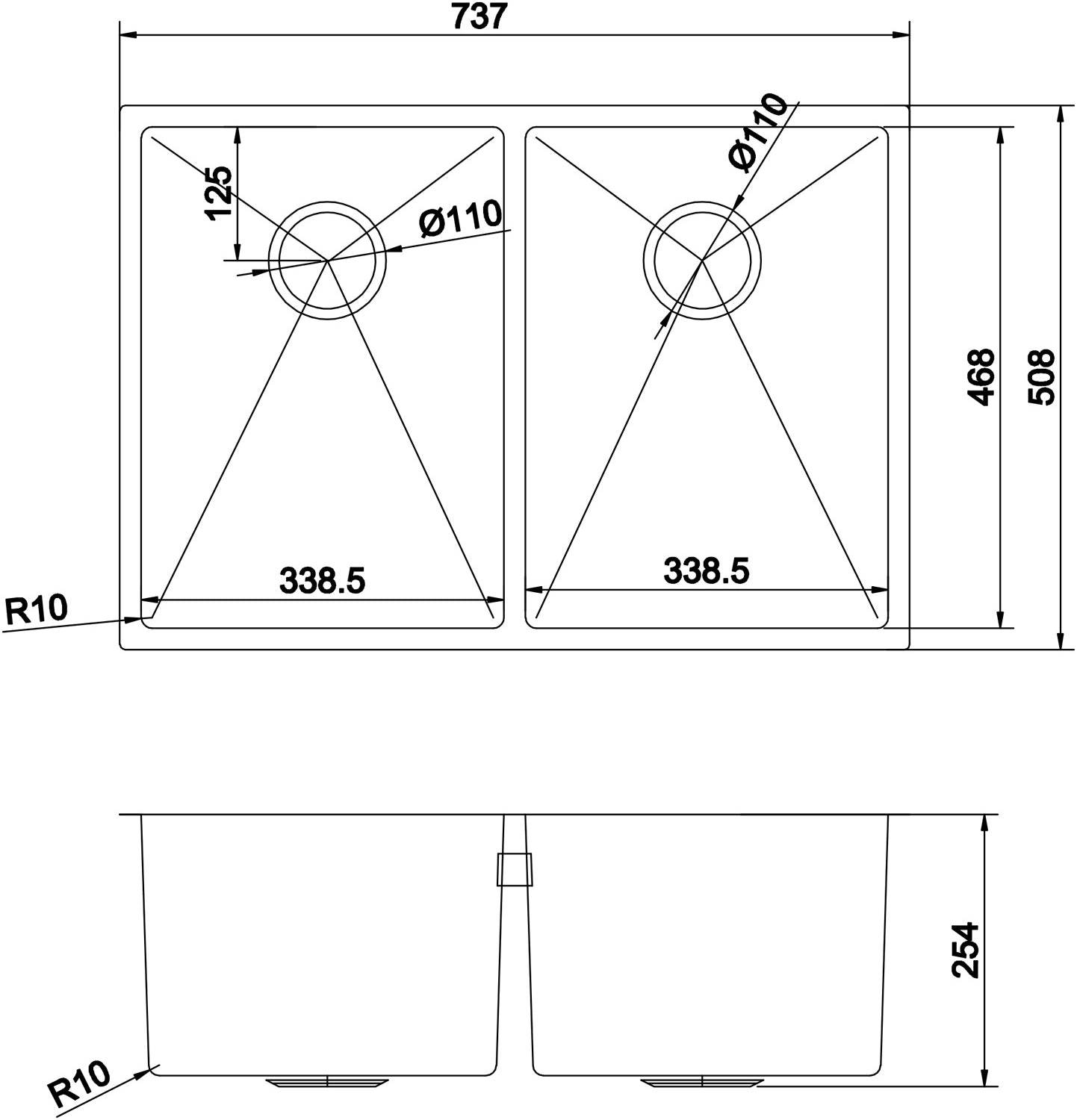 American Imaginations AI-29364 29" Stainless Steel Rectangle Stainless Steel Modern Kitchen Sink