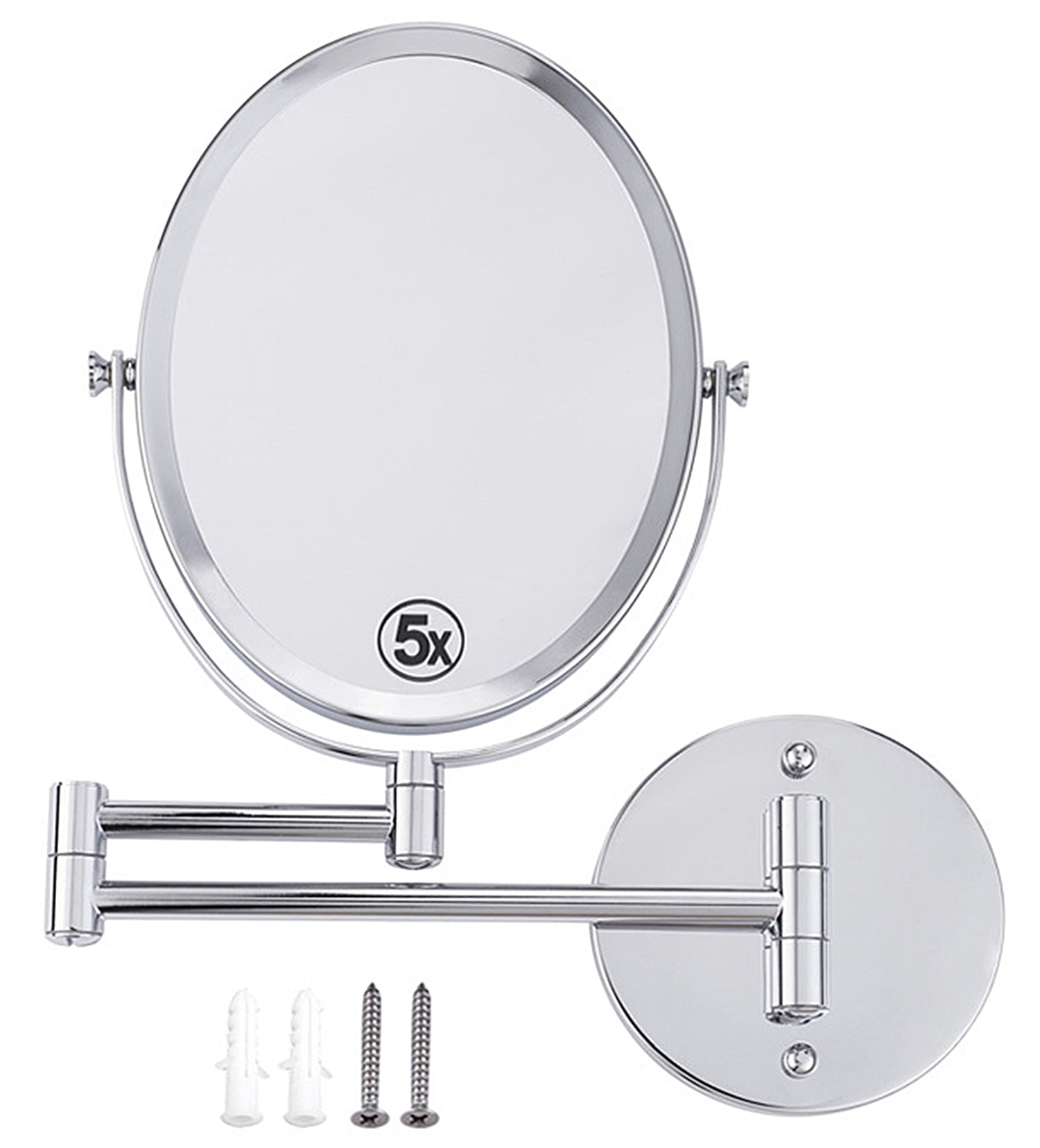 American Imaginations AI-29380 17" Brushed Nickel Oval Wall Mount Modern Magnifying Mirror