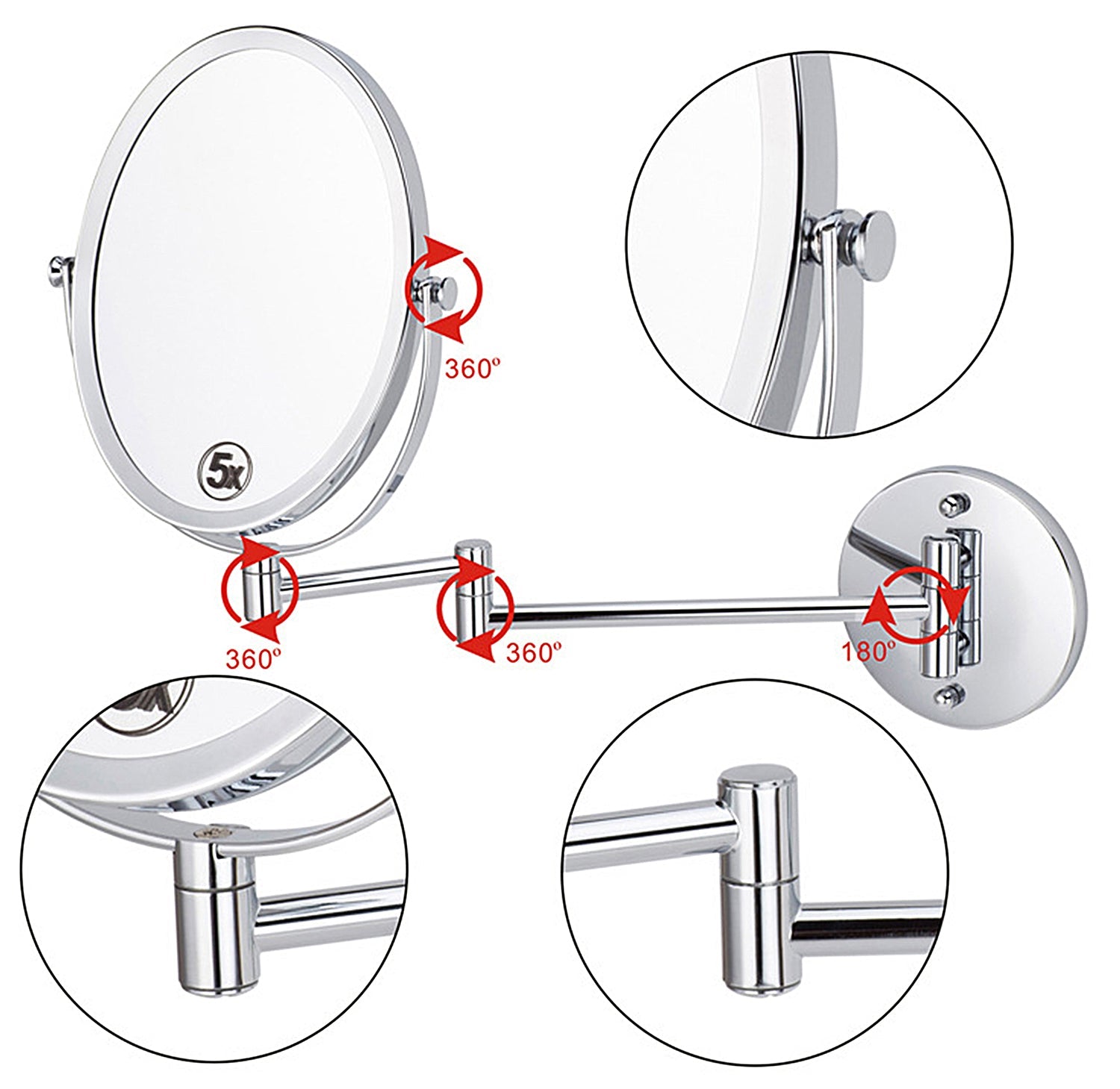 American Imaginations AI-29380 17" Brushed Nickel Oval Wall Mount Modern Magnifying Mirror