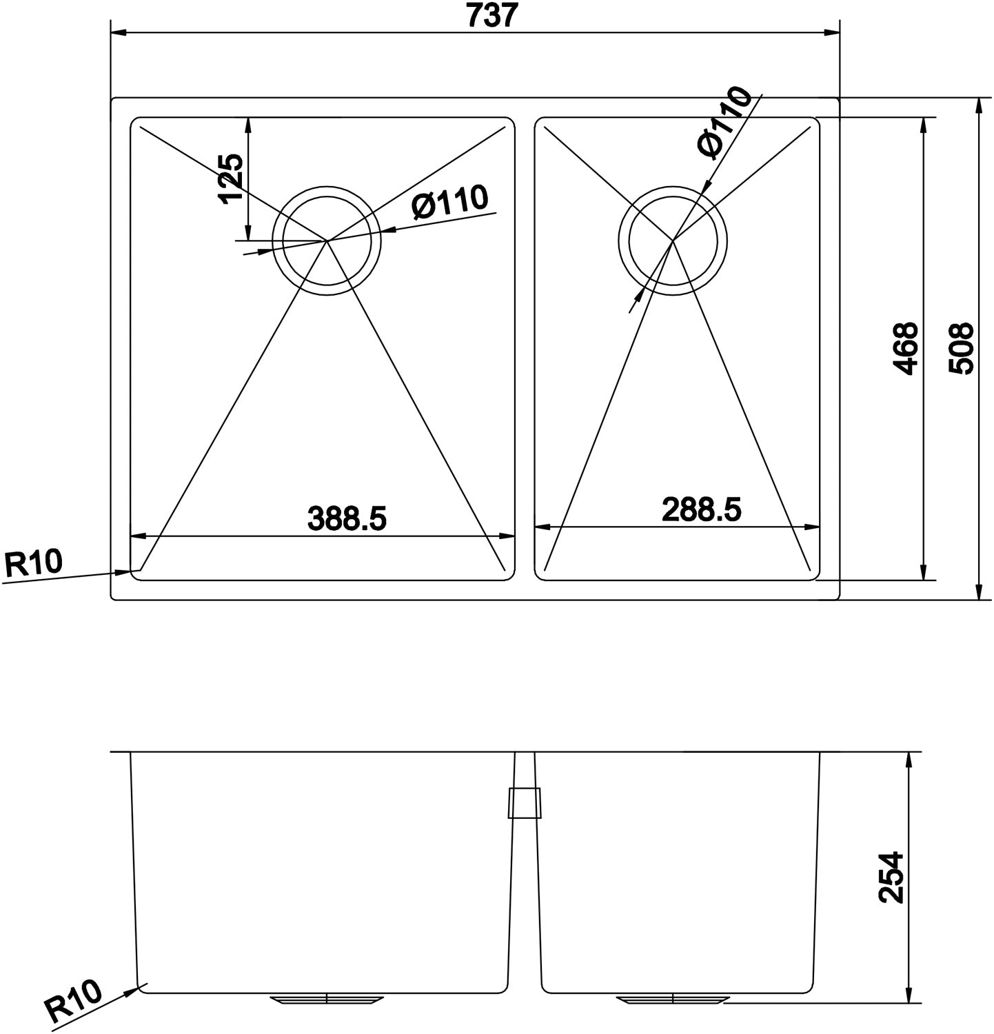 American Imaginations AI-29381 29" Stainless Steel Rectangle Stainless Steel Modern Kitchen Sink