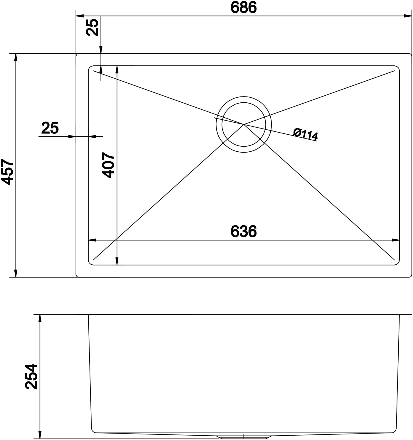 American Imaginations AI-29384 27" Stainless Steel Rectangle Stainless Steel Modern Kitchen Sink