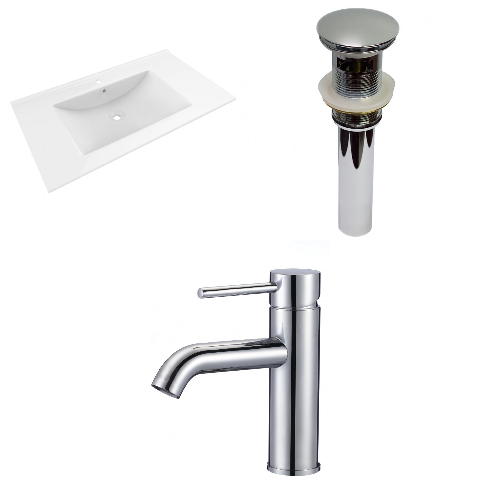 American Imaginations AI-29517 36" White Rectangular Drop In Transitional Ceramic Top Set