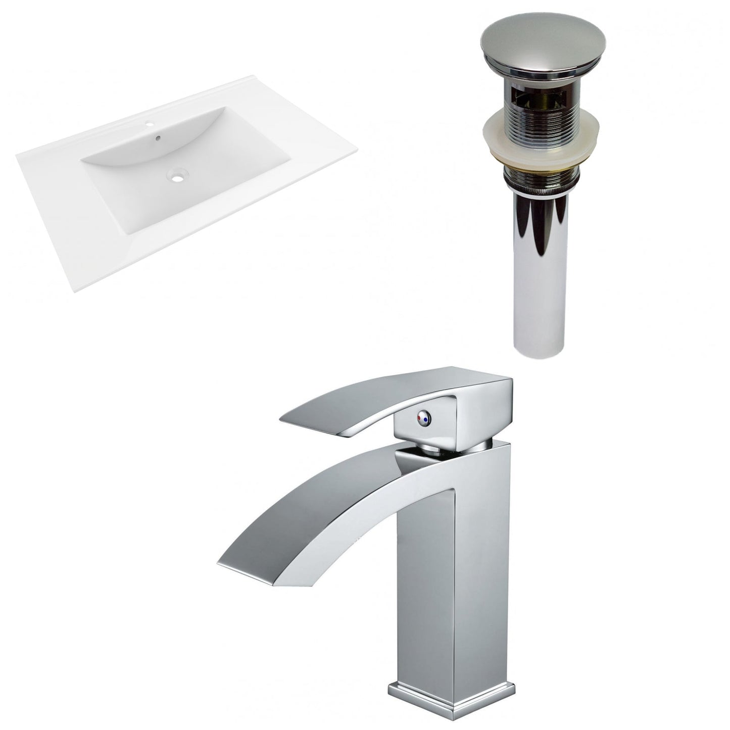 American Imaginations AI-29522 36" White Rectangular Drop In Transitional Ceramic Top Set