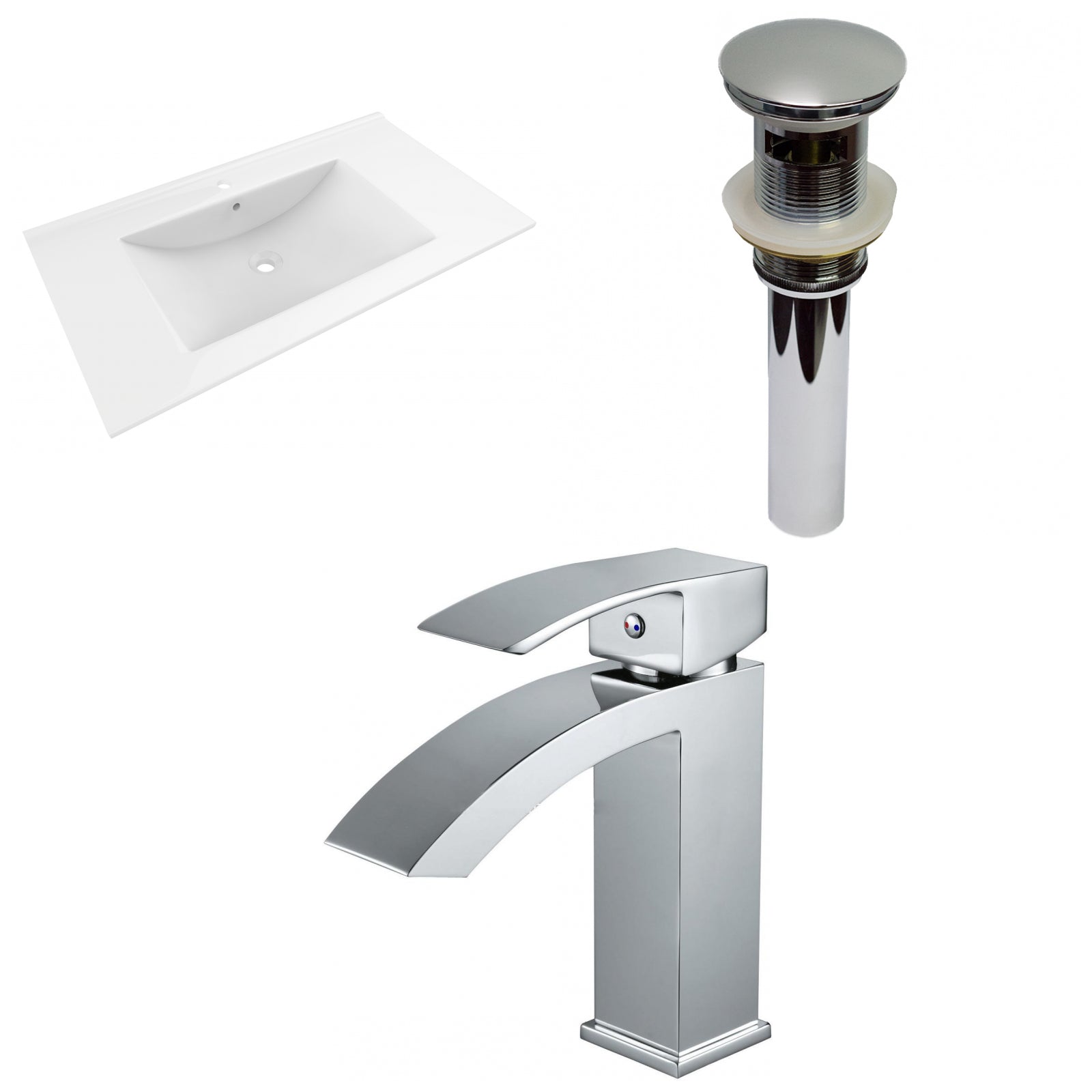 American Imaginations AI-29522 36" White Rectangular Drop In Transitional Ceramic Top Set