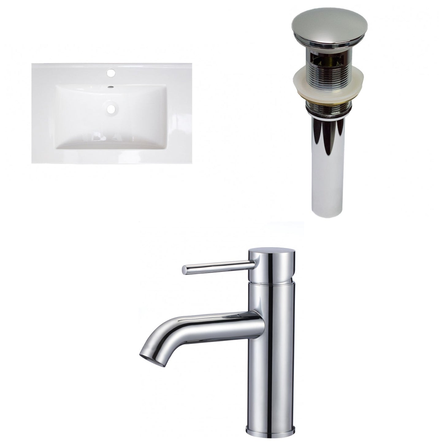 American Imaginations AI-29549 24" White Rectangular Drop In Modern Ceramic Top Set