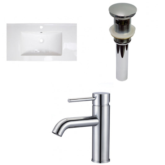 American Imaginations AI-29565 32" White Rectangular Drop In Modern Ceramic Top Set