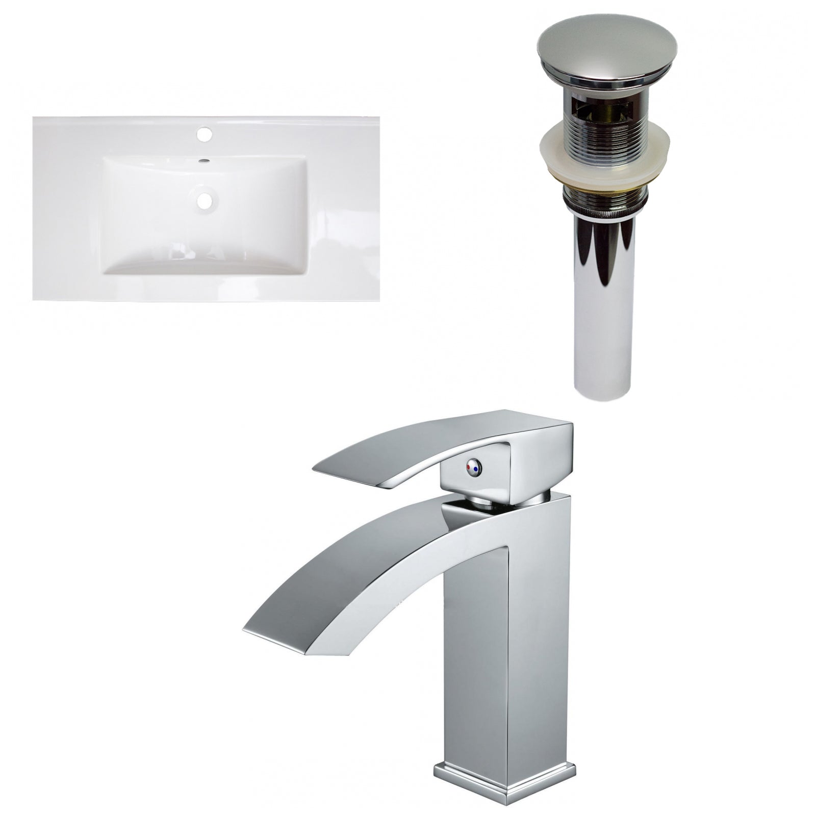 American Imaginations AI-29570 32" White Rectangular Drop In Modern Ceramic Top Set