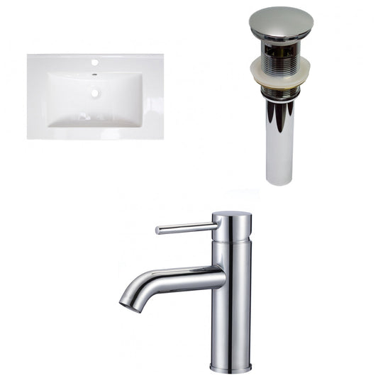 American Imaginations AI-29581 24" White Rectangular Drop In Transitional Ceramic Top Set