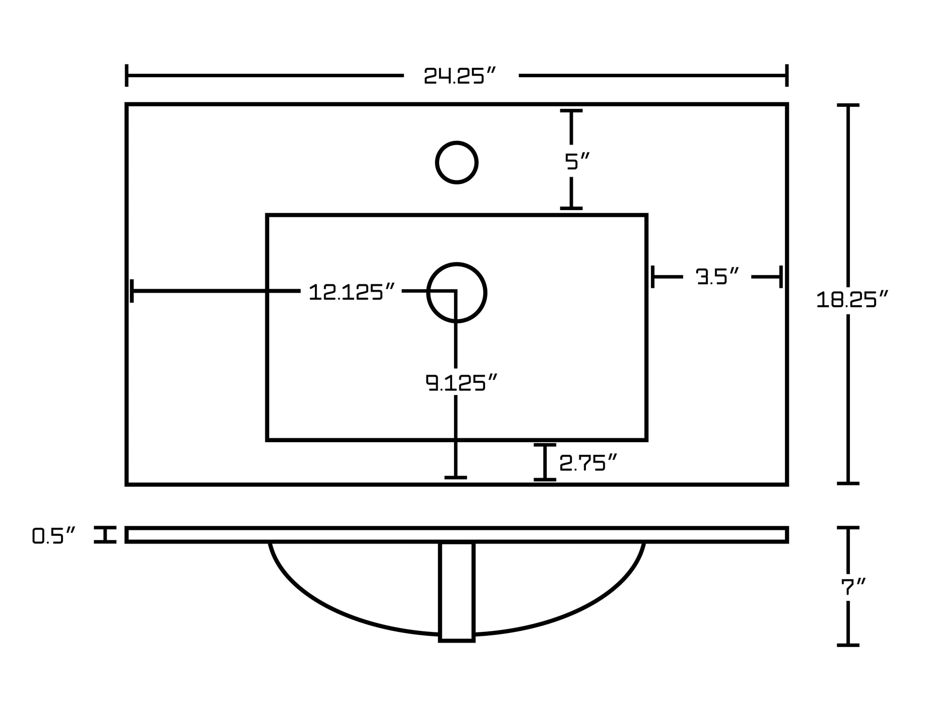American Imaginations AI-29582 24" White Rectangular Drop In Transitional Ceramic Top Set