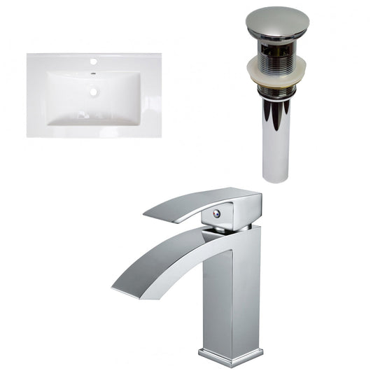 American Imaginations AI-29586 24" White Rectangular Drop In Transitional Ceramic Top Set