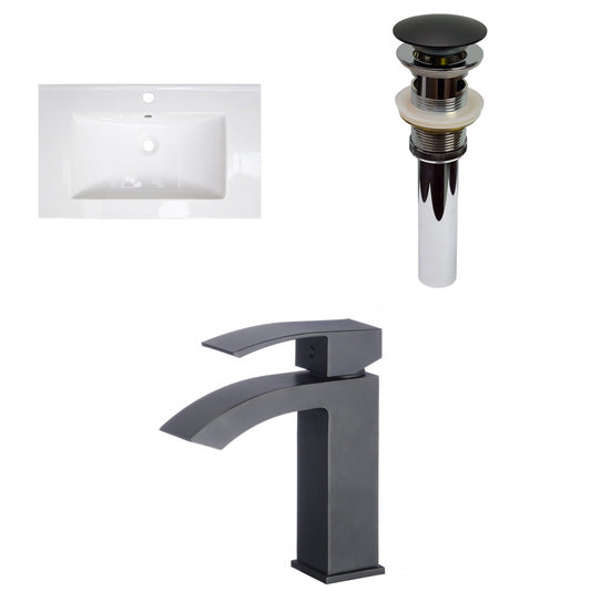 American Imaginations AI-29603 32" White Rectangular Drop In Transitional Ceramic Top Set