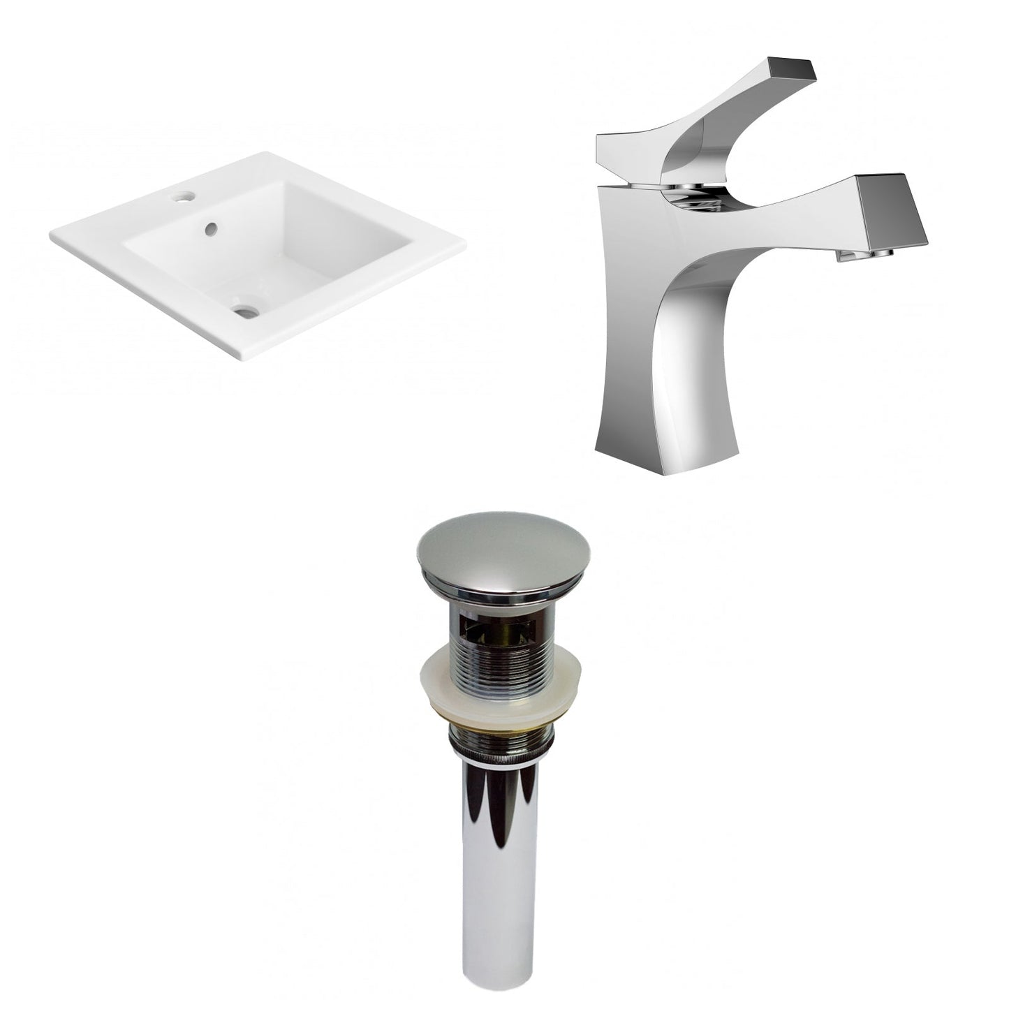American Imaginations AI-29648 21" White Rectangular Drop In Transitional Ceramic Top Set