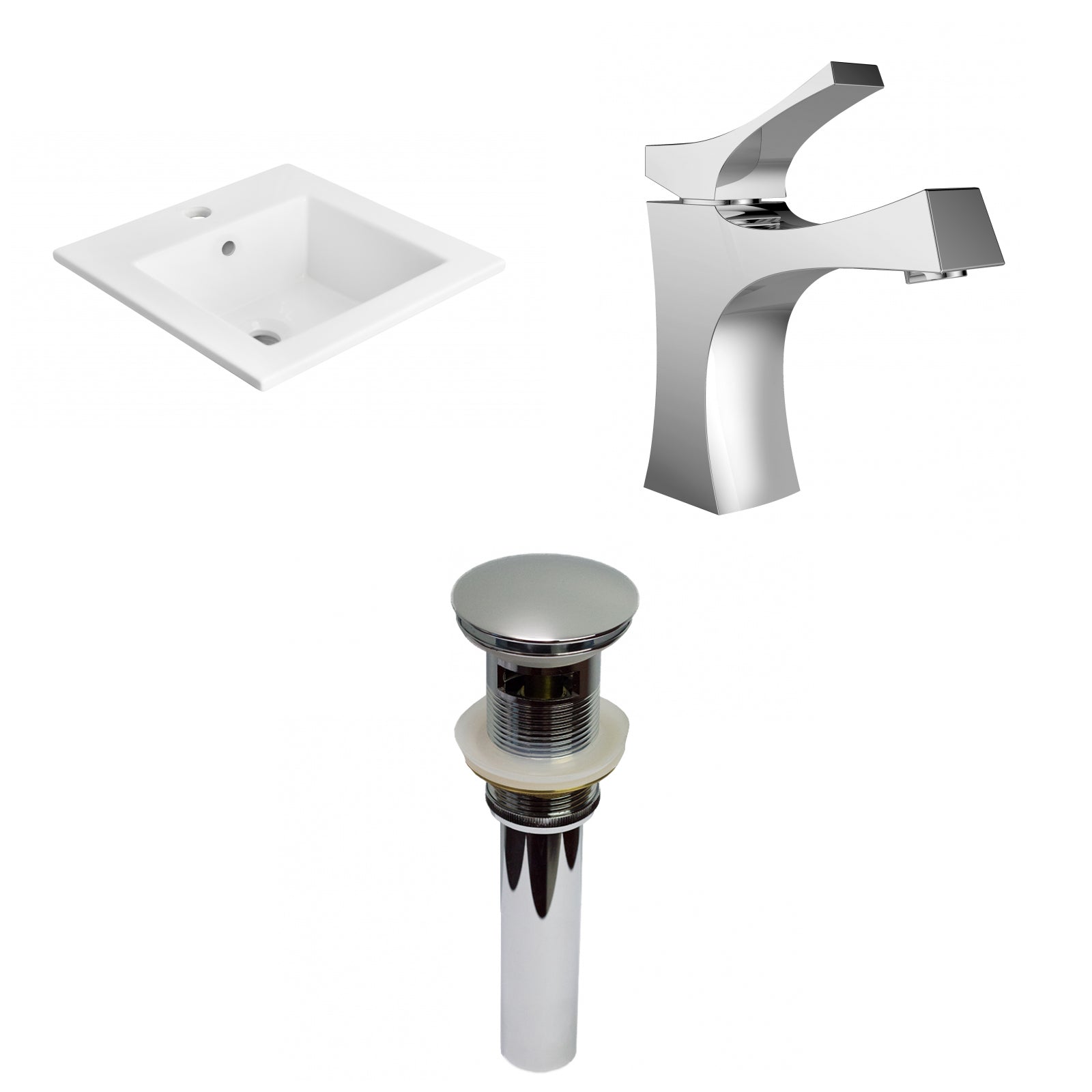 American Imaginations AI-29648 21" White Rectangular Drop In Transitional Ceramic Top Set