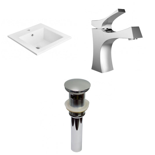 American Imaginations AI-29648 21" White Rectangular Drop In Transitional Ceramic Top Set