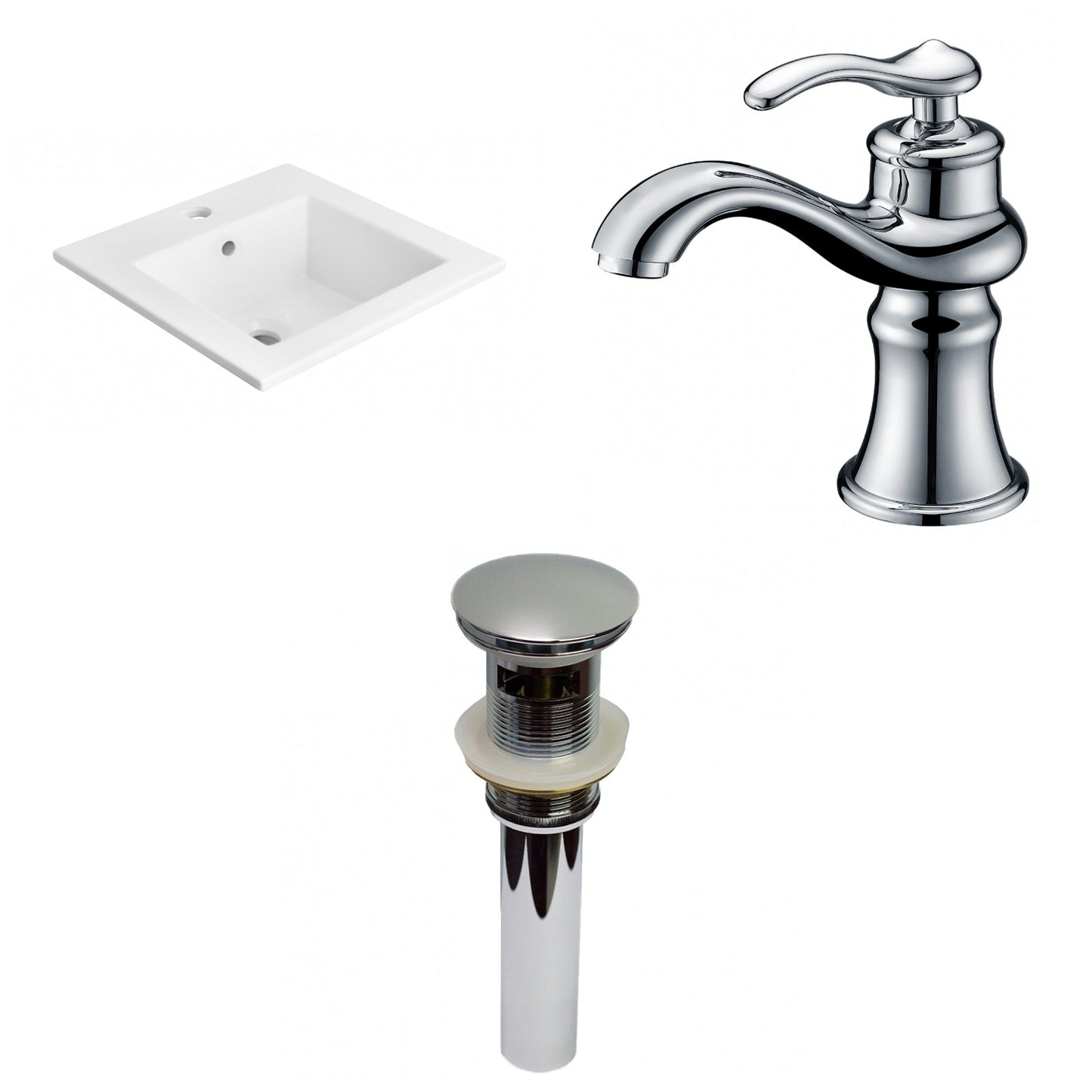 American Imaginations AI-29649 21" White Rectangular Drop In Transitional Ceramic Top Set