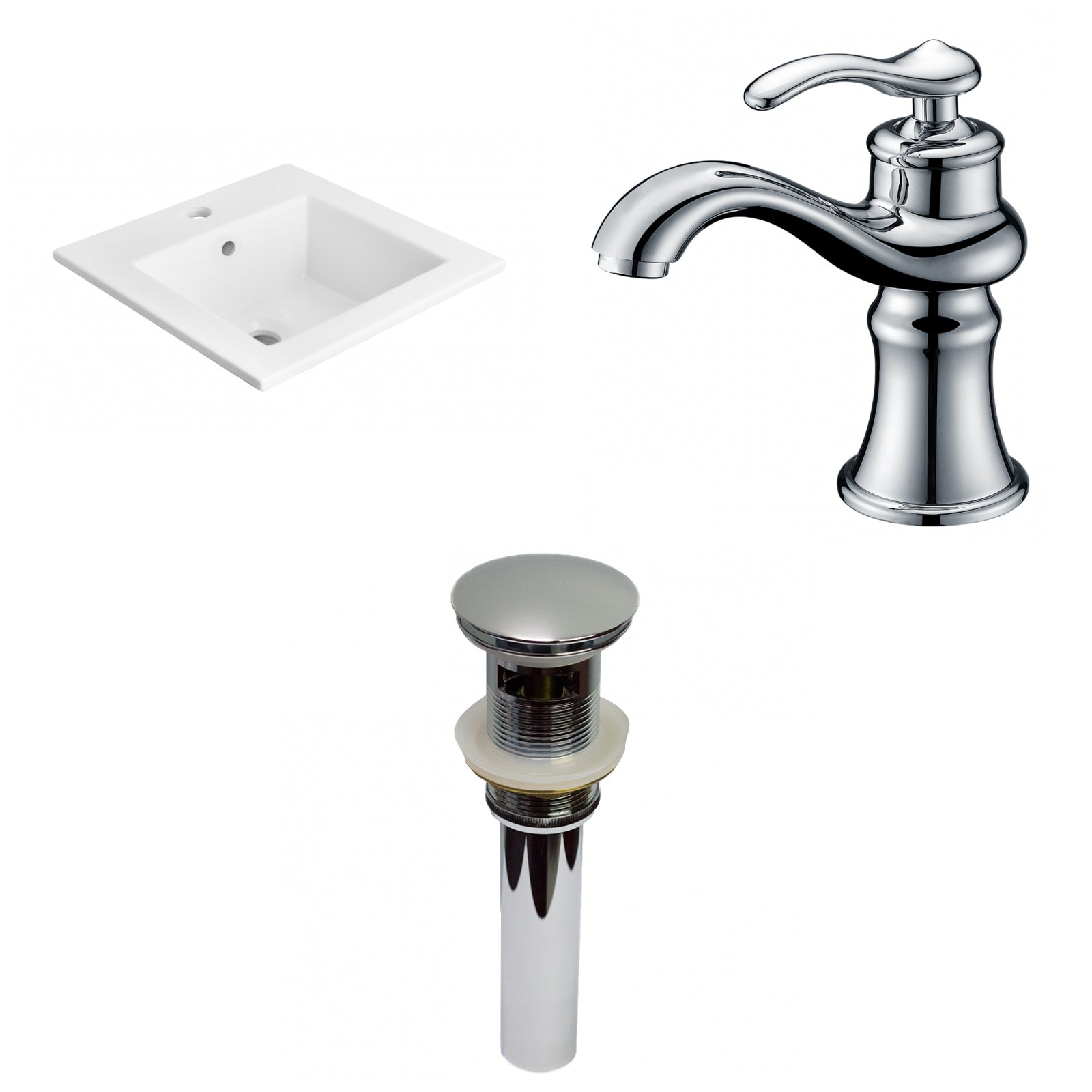 American Imaginations AI-29649 21" White Rectangular Drop In Transitional Ceramic Top Set