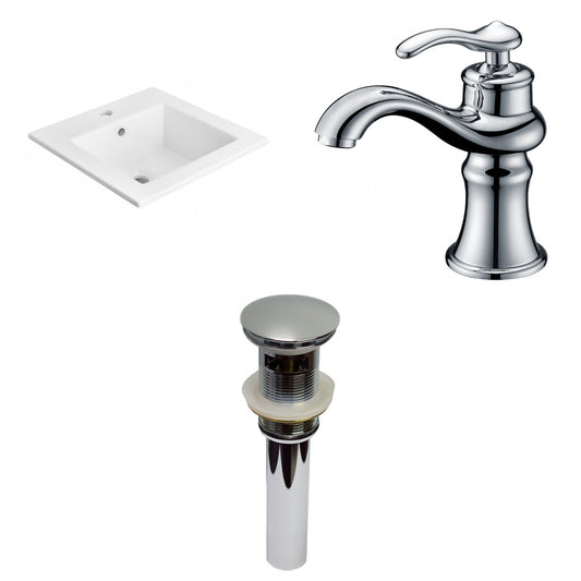 American Imaginations AI-29649 21" White Rectangular Drop In Transitional Ceramic Top Set
