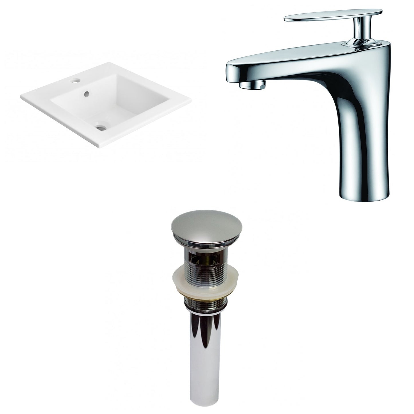 American Imaginations AI-29650 21" White Rectangular Drop In Transitional Ceramic Top Set