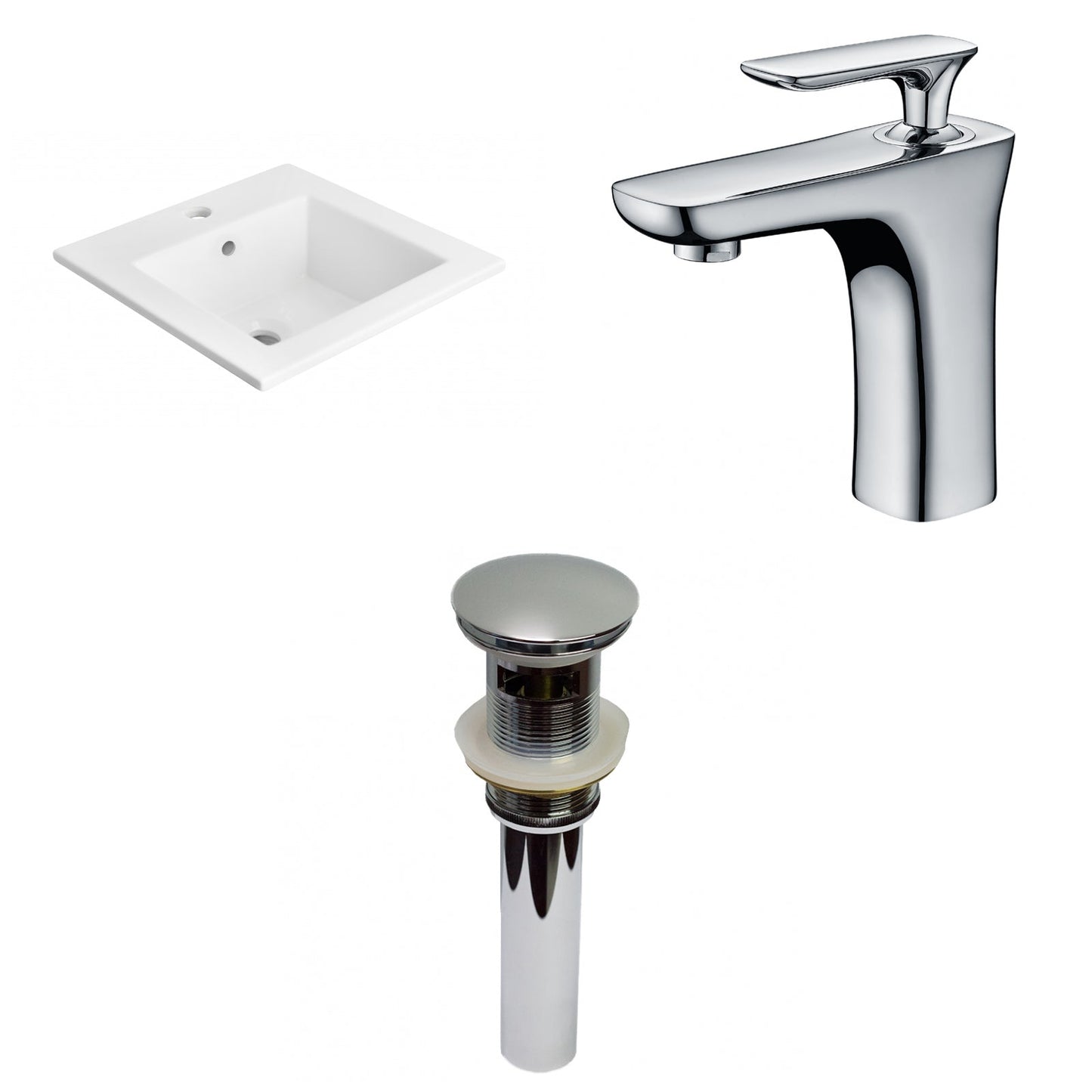American Imaginations AI-29651 21" White Rectangular Drop In Transitional Ceramic Top Set