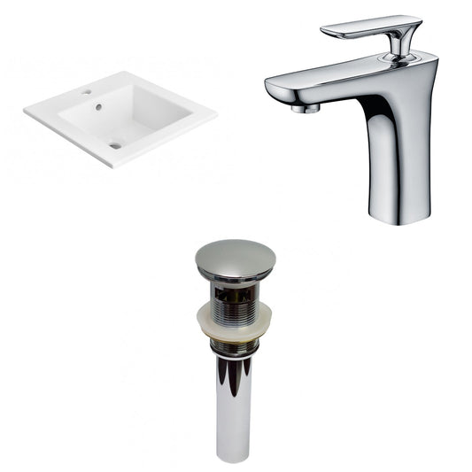 American Imaginations AI-29651 21" White Rectangular Drop In Transitional Ceramic Top Set
