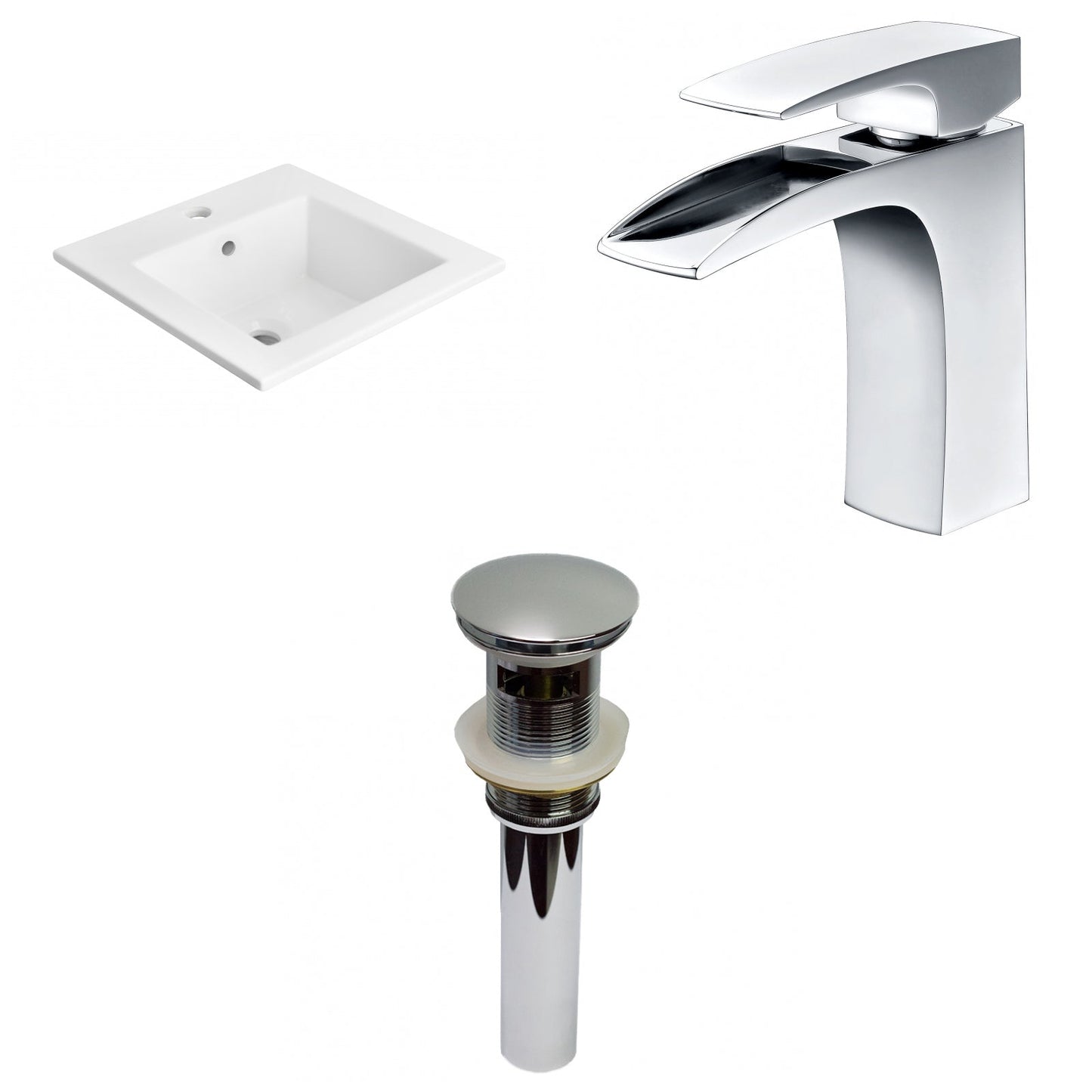 American Imaginations AI-29652 21" White Rectangular Drop In Transitional Ceramic Top Set
