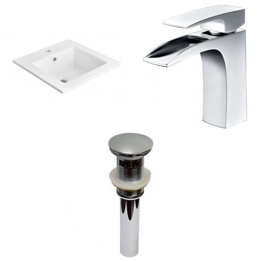 American Imaginations AI-29652 21" White Rectangular Drop In Transitional Ceramic Top Set