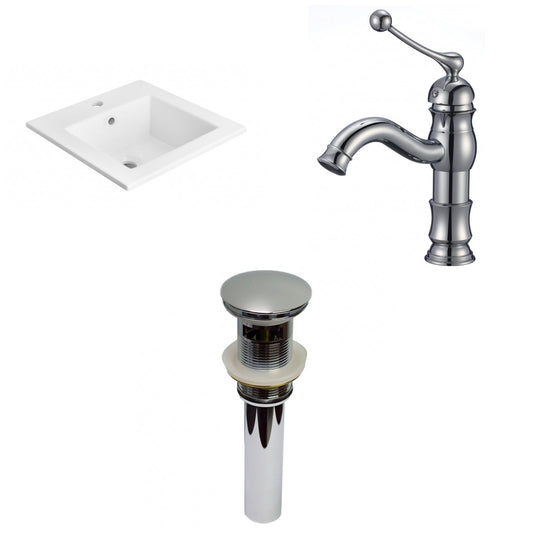 American Imaginations AI-29653 21" White Rectangular Drop In Transitional Ceramic Top Set